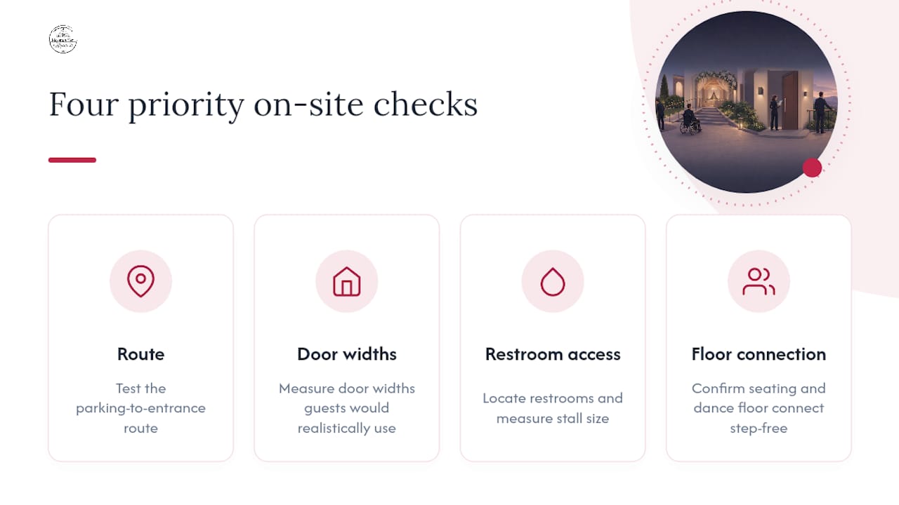 Four priority accessible venue checks