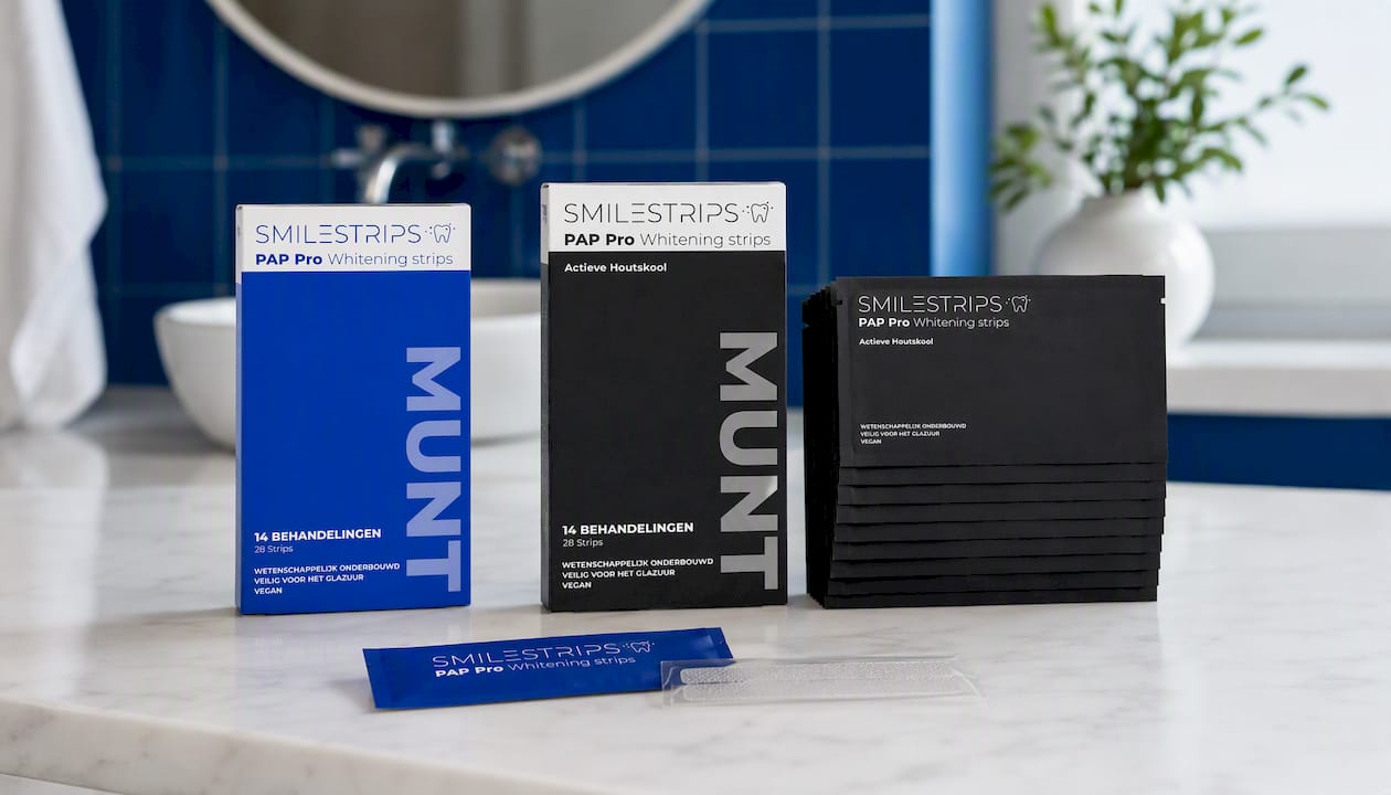 PAP Pro + Actieve Houtskool Whitening Strips van Polarsmile