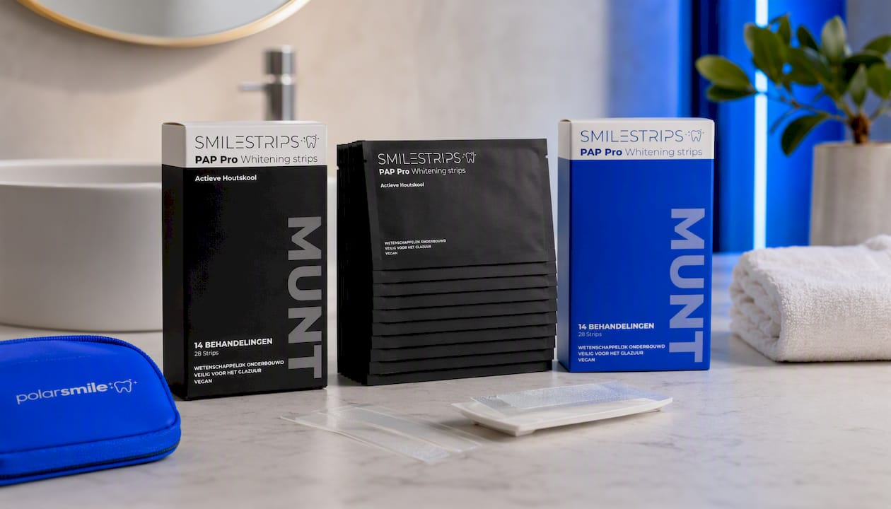 PAP Pro + Actieve Houtskool Whitening Strips van Polarsmile