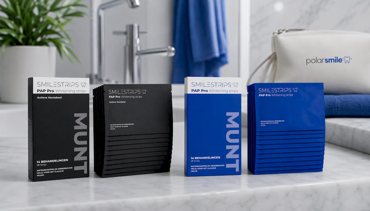 PAP Pro + Actieve Houtskool Whitening Strips van Polarsmile