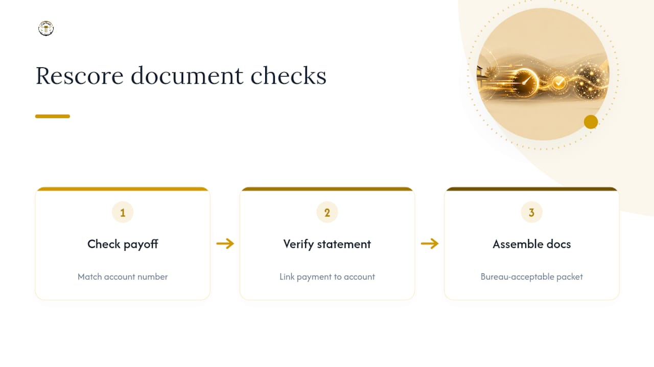Borrower and adviser verifying rescore paperwork steps