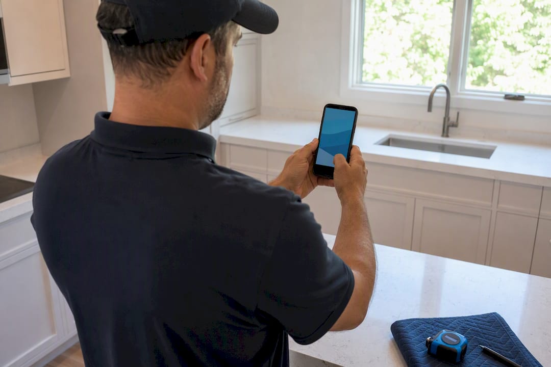 Owner photographing completed service work