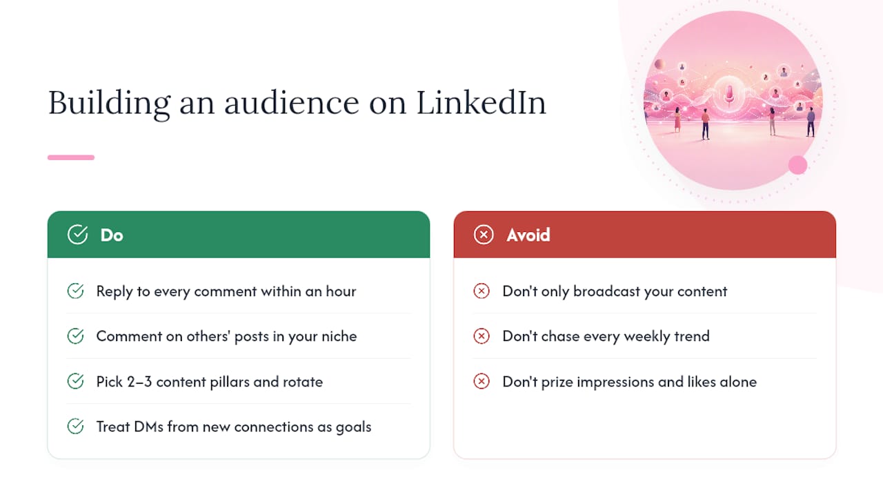 How Do You Build and Engage an Audience as a LinkedIn Creator? — overview diagram
