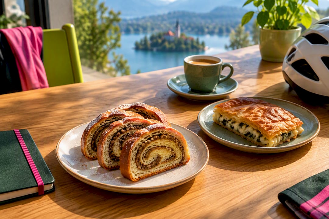 Potica and burek at a cycling stop
