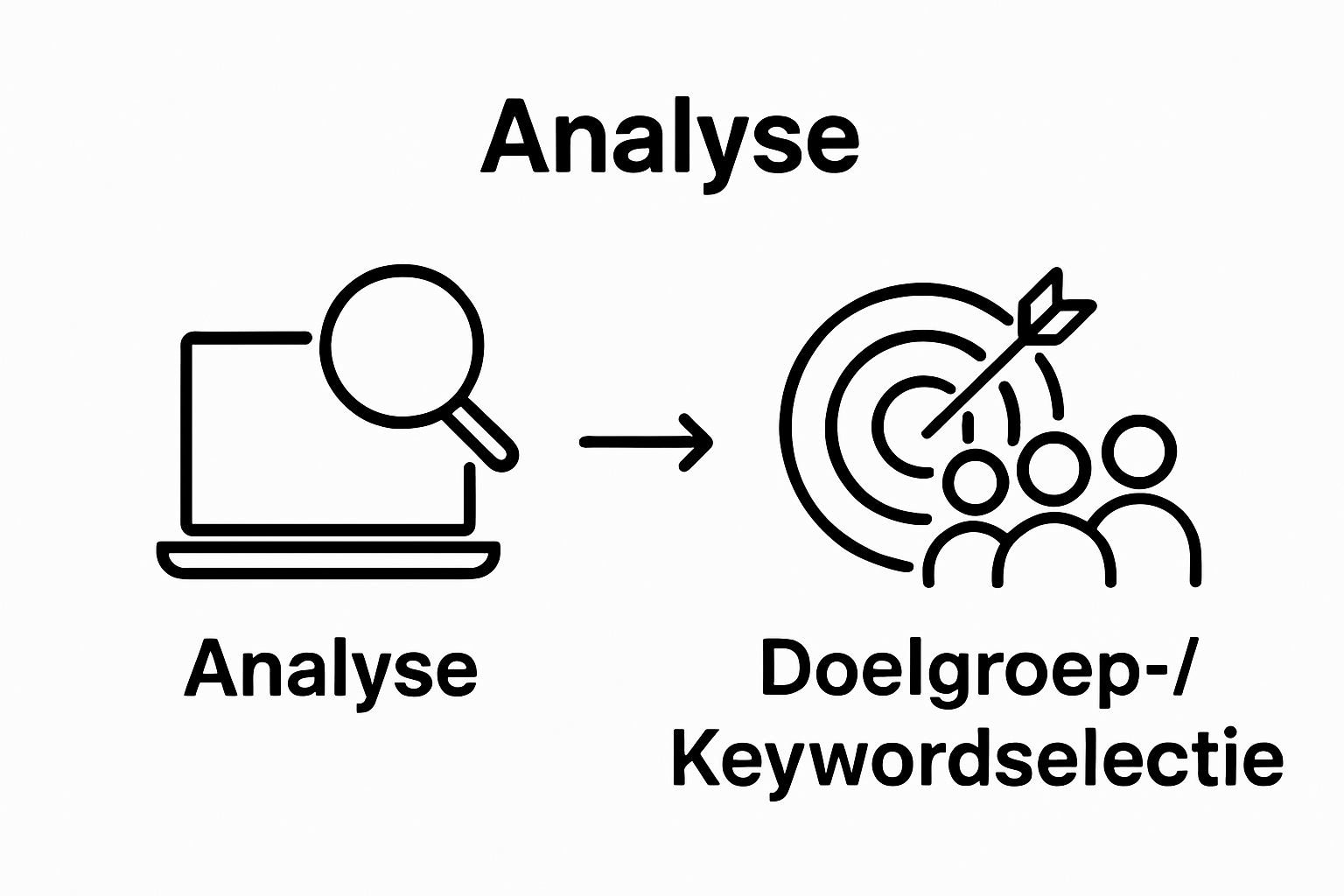 Infographic met analyse en doelgroep selectie stappen