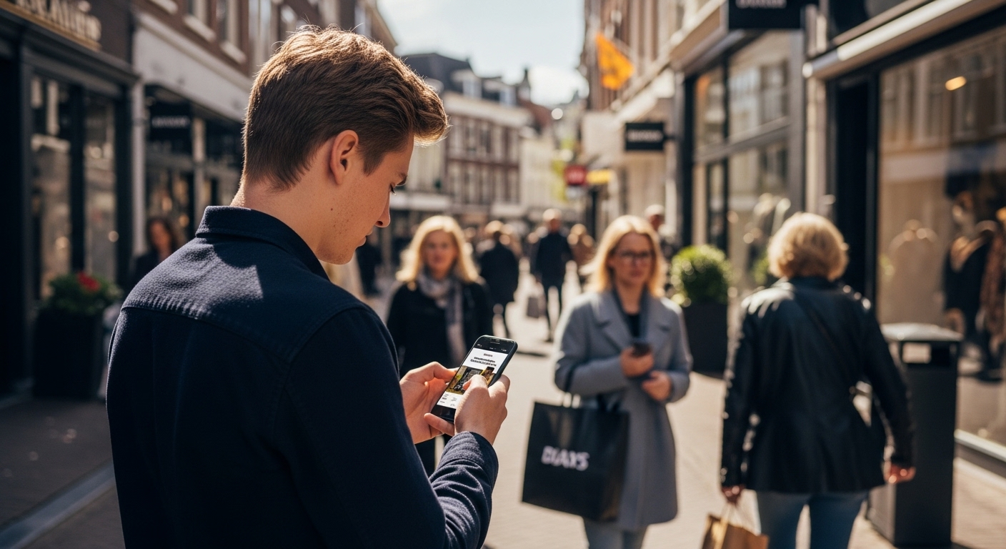 mobiel adverteren straat winkelen