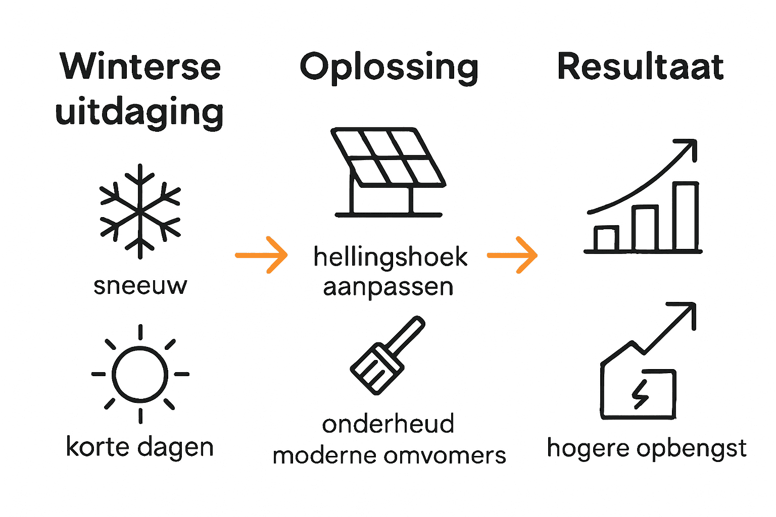 Infographic zonnepanelen winterse uitdagingen, oplossingen, resultaat