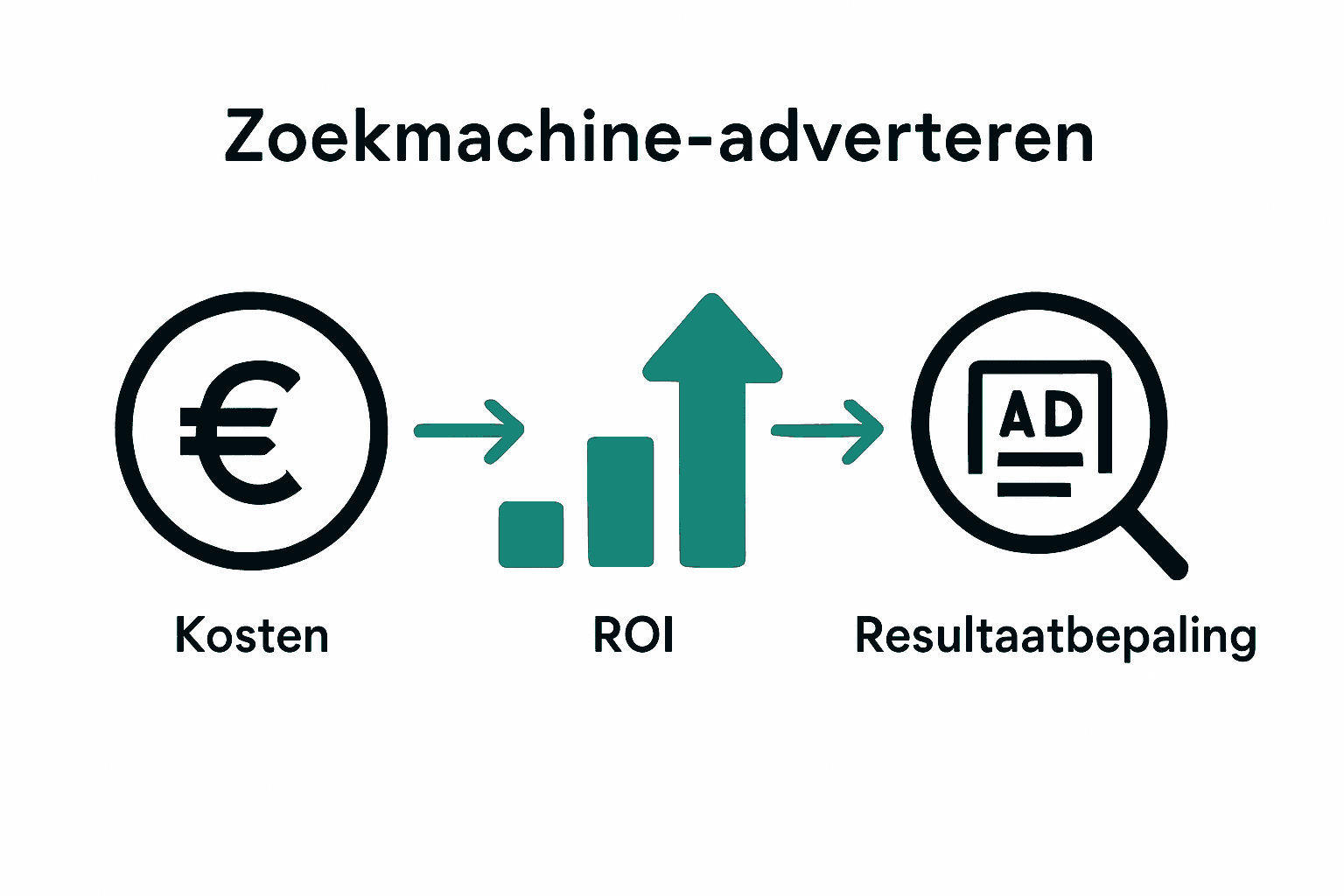 Infographic met kosten, ROI en resultaatbepaling bij SEA