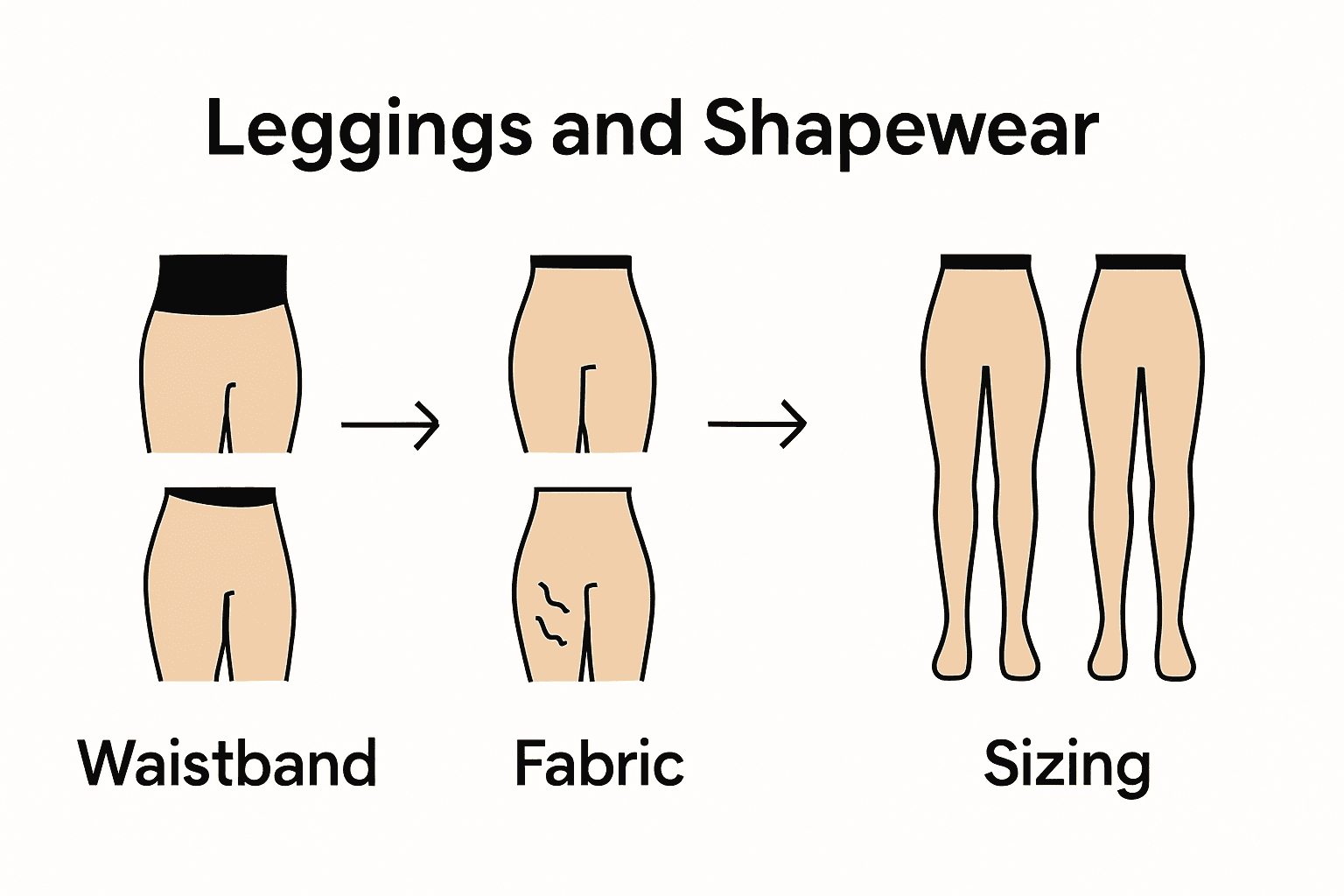 Infographic showing common leggings and shapewear mistakes and how to fix them.