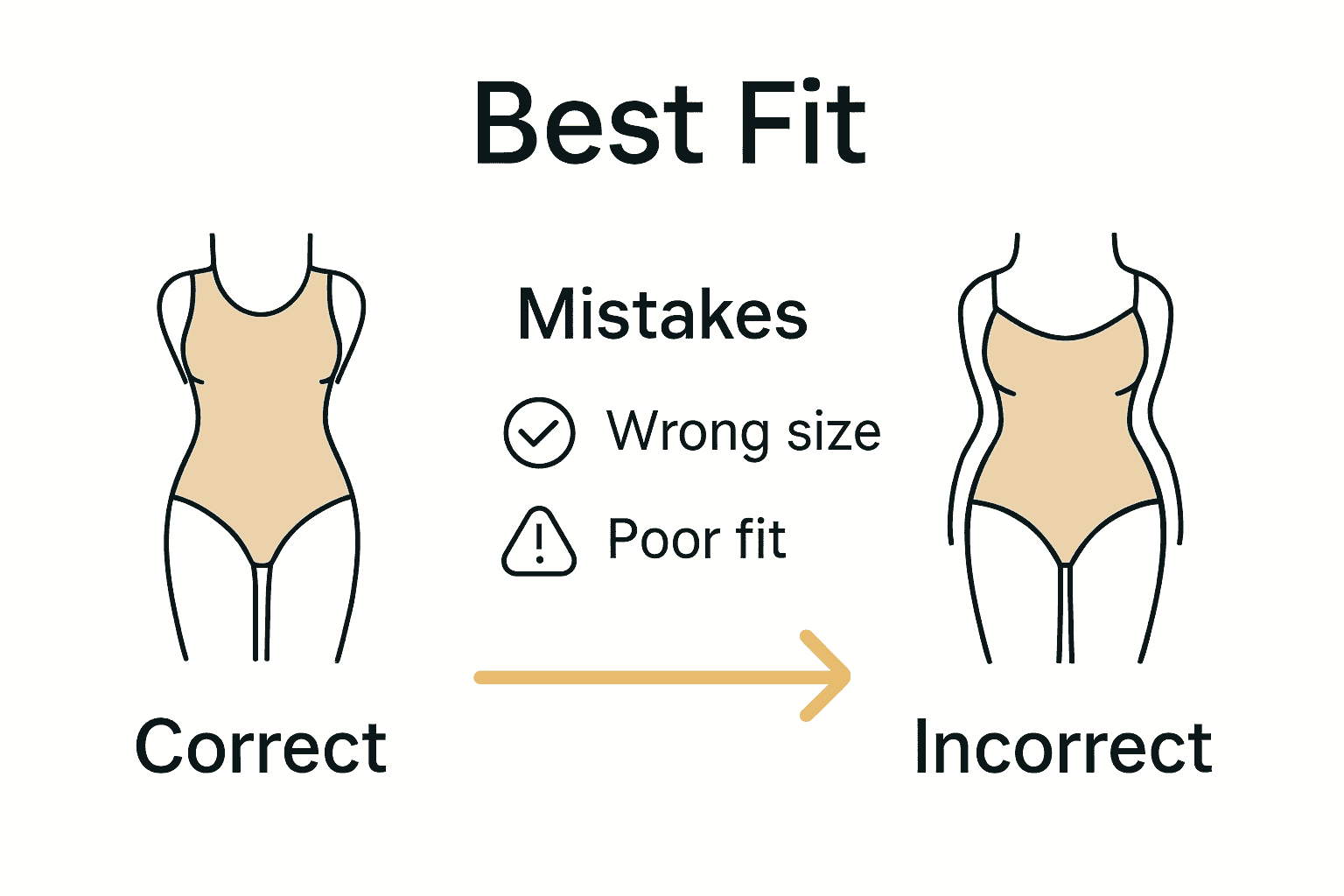 Infographic showing shapewear mistakes and how to avoid them