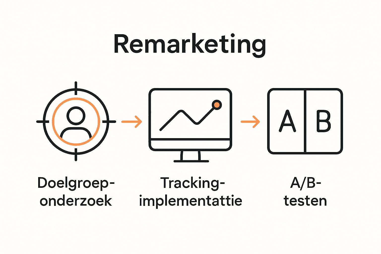 Infographic remarketingproces van doelgroep tot optimalisatie