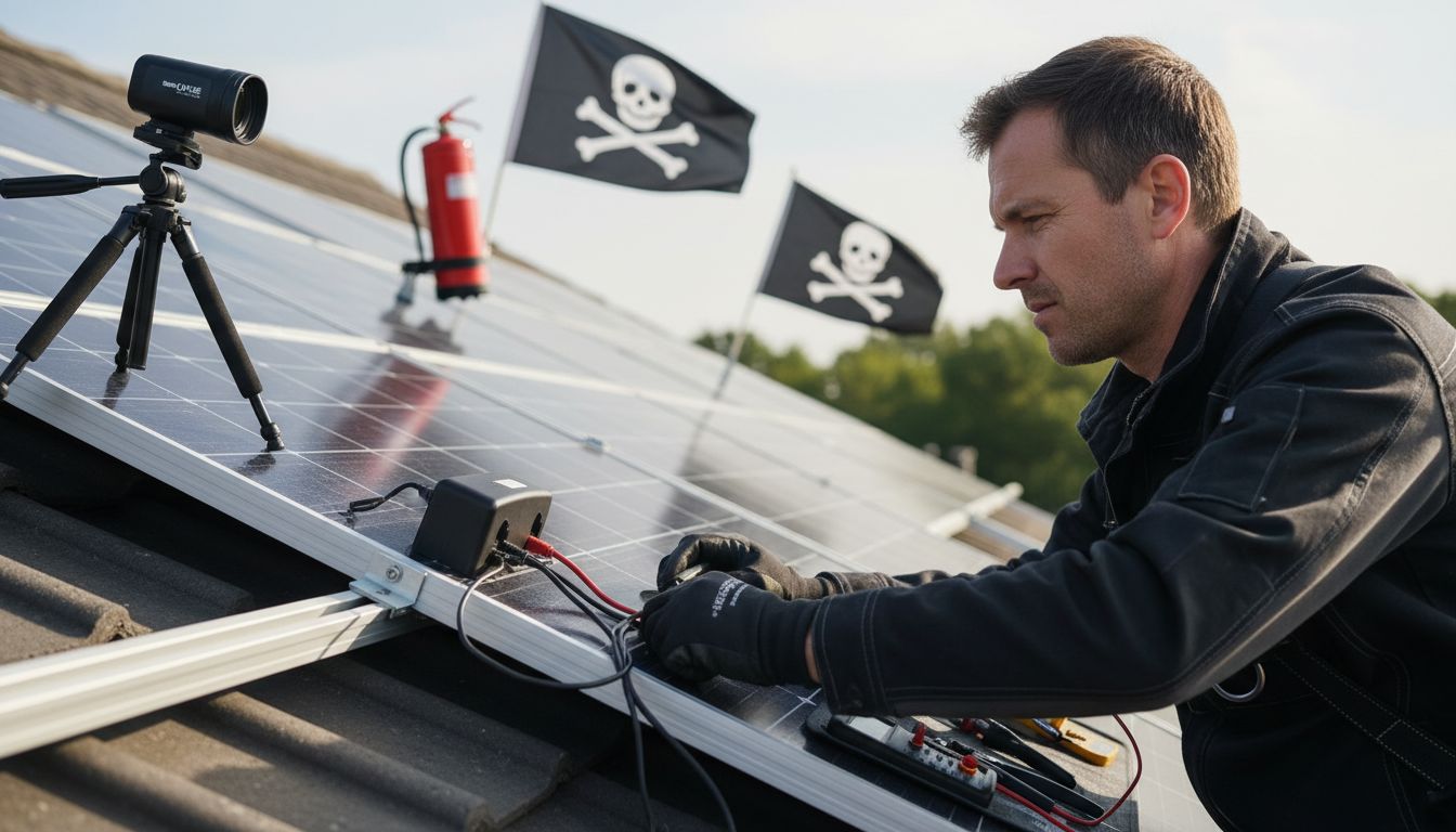 Technicus voert brandveiligheid zonnepaneelinstallatie uit