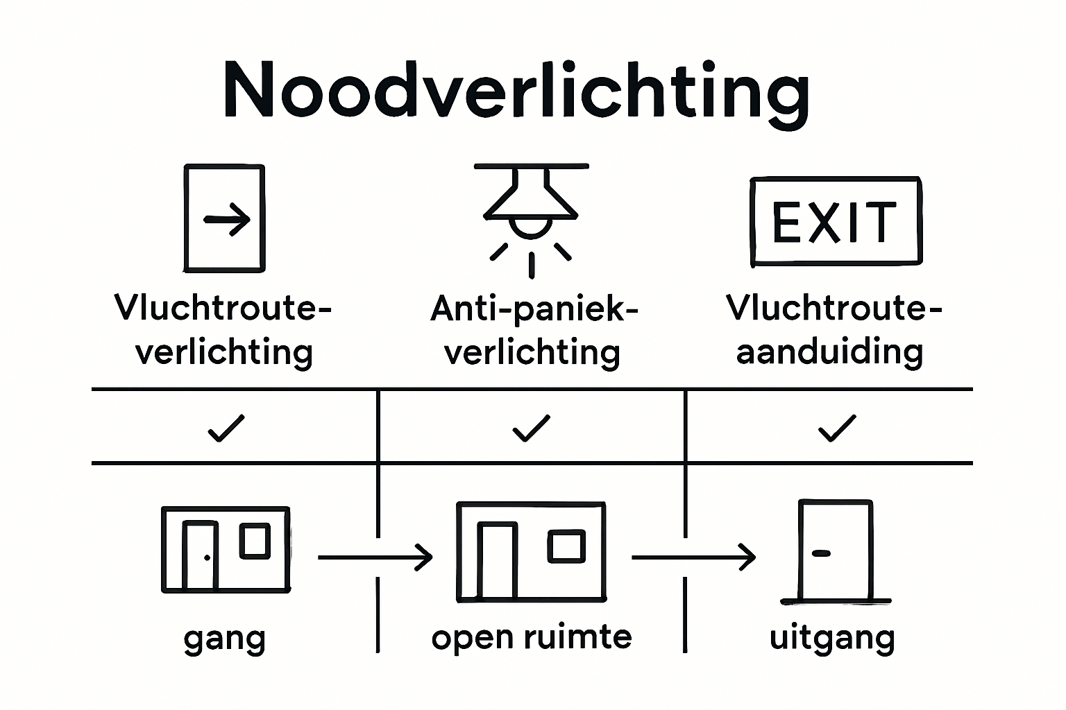 Infographic comparing emergency lighting types and standards