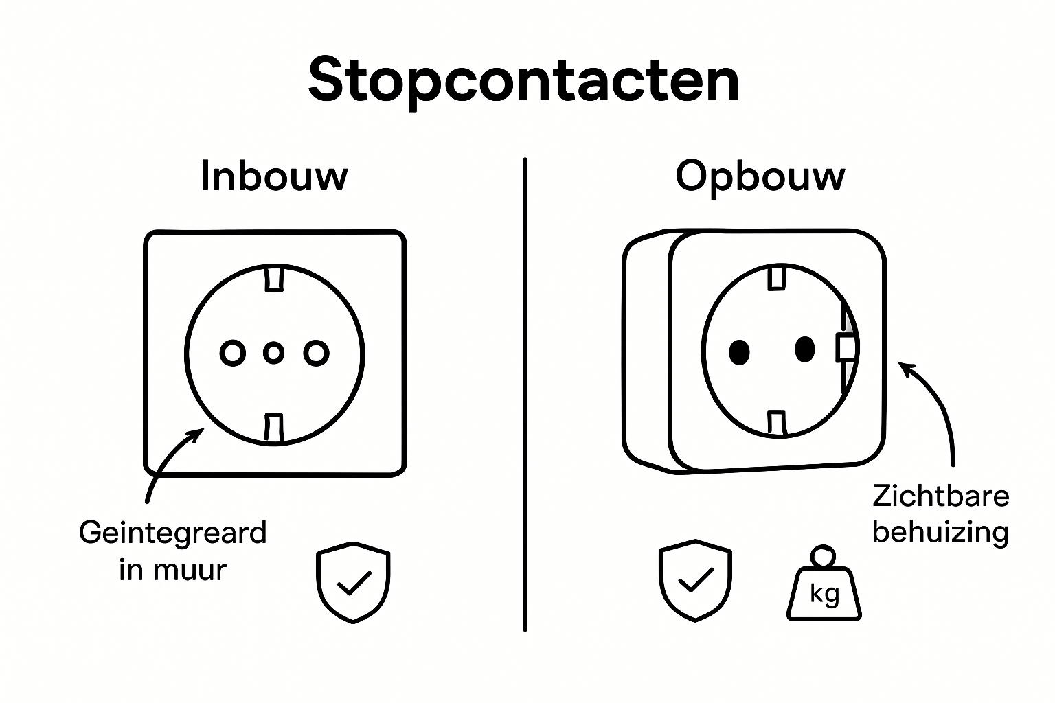 Comparison of built-in and surface sockets
