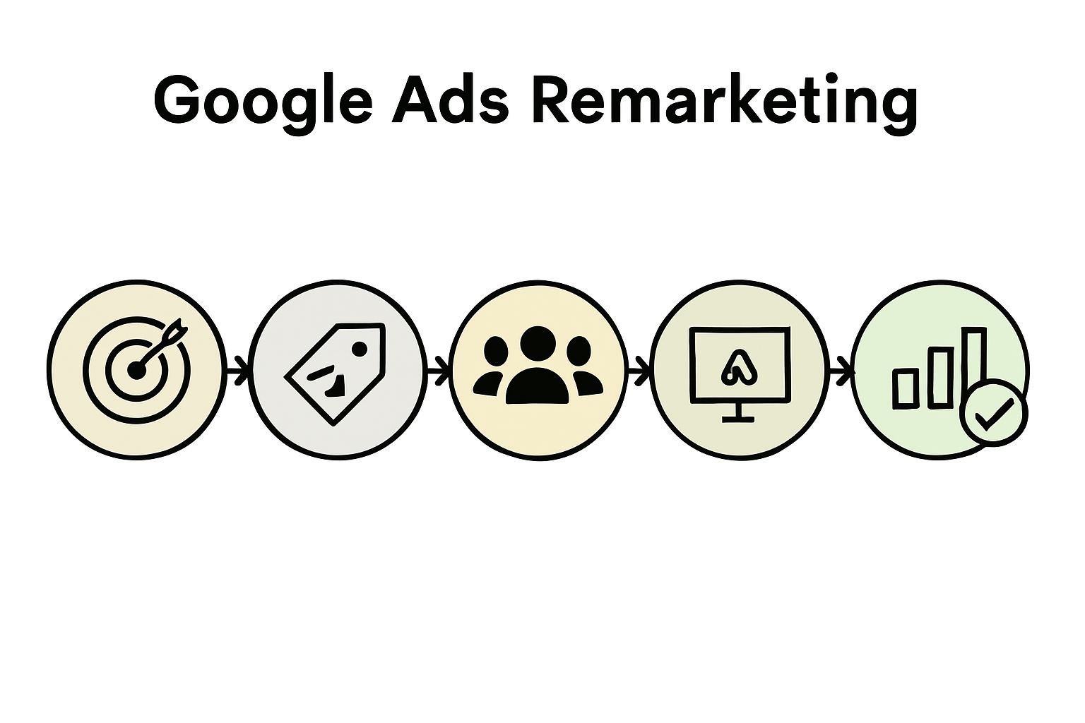Infographic showing 5-step remarketing workflow