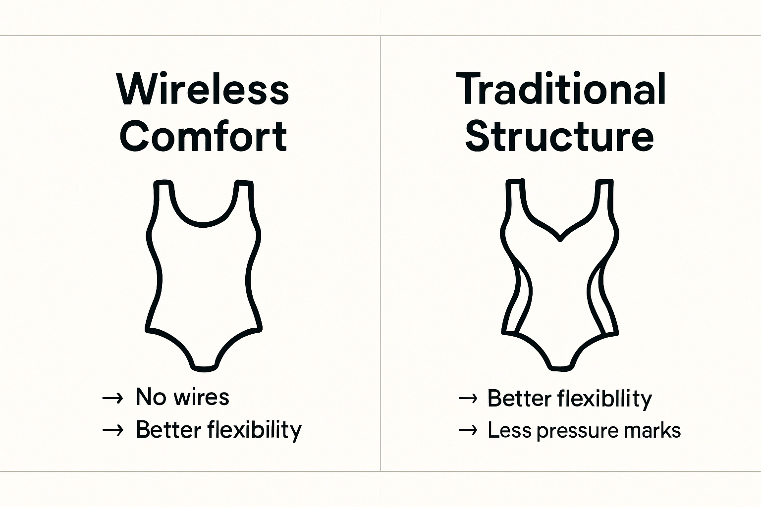 Wireless vs traditional shapewear comparison infographic
