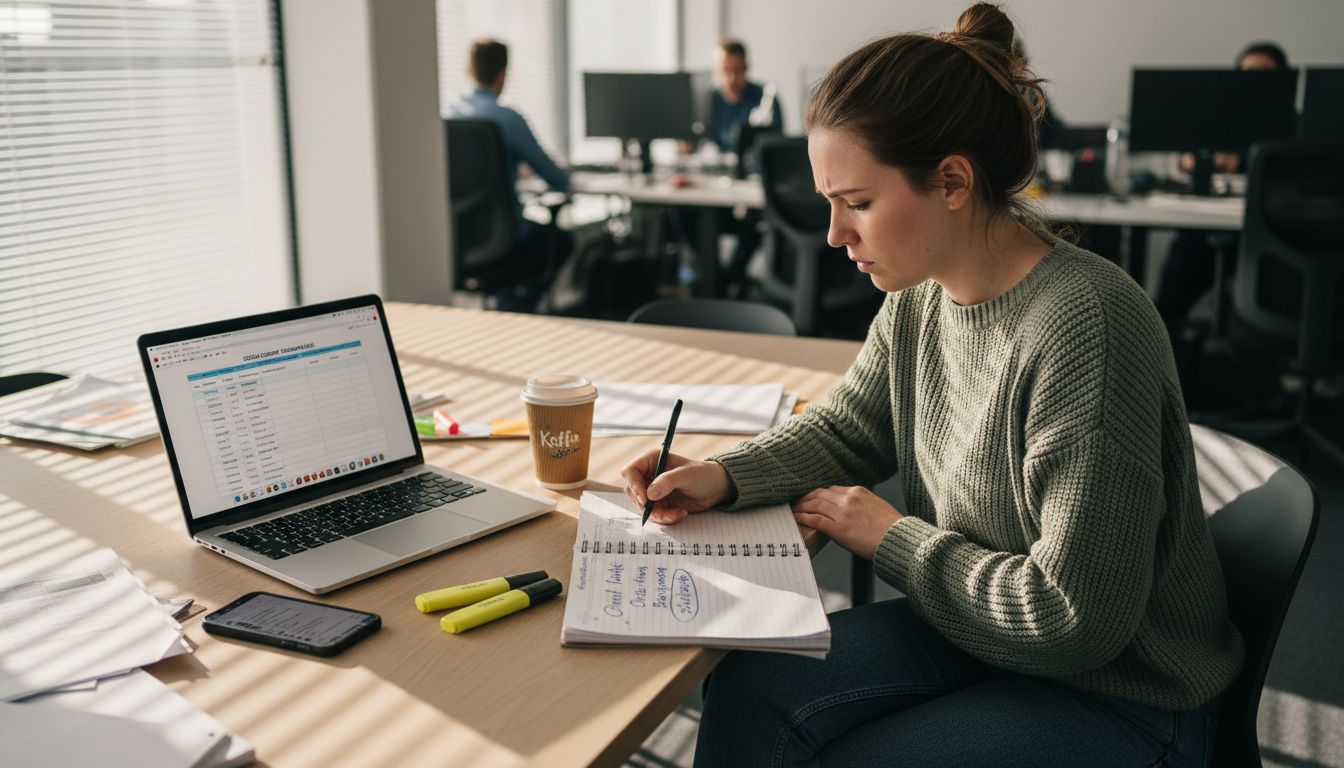 Medewerker analyseert online doelgroepen achter zijn bureau
