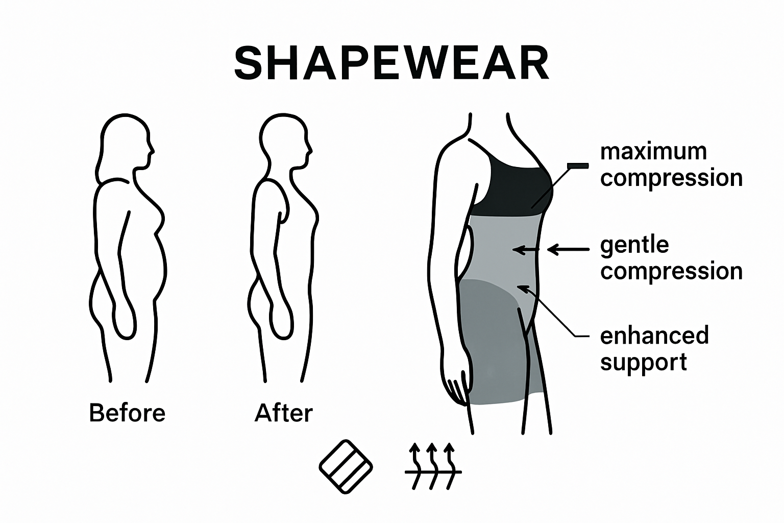 Shapewear infographic highlights compression zones