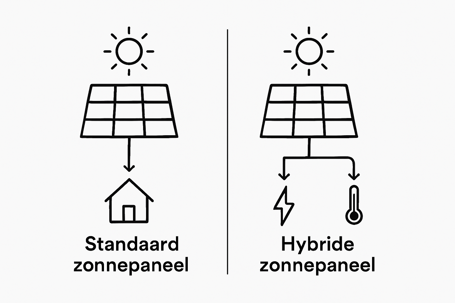 Infographic laat de verschillen zien tussen traditionele en hybride zonnepanelen
