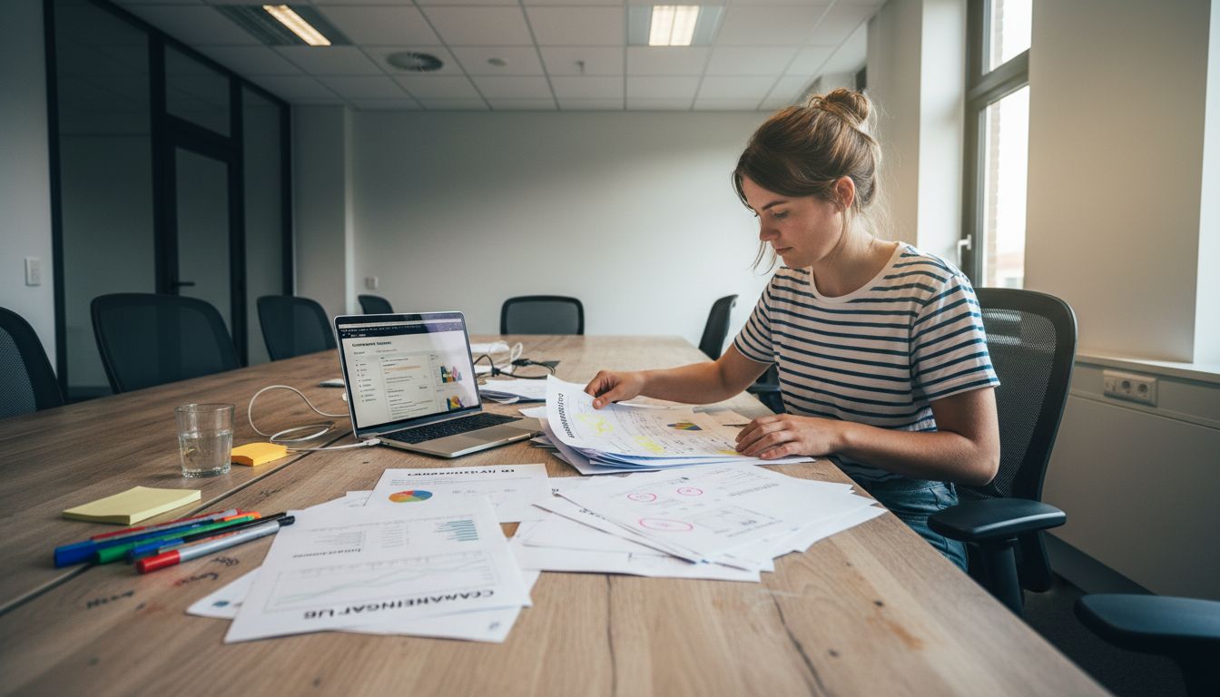 Marketeer geeft campagnes een frisse impuls tijdens overleg in de vergaderruimte
