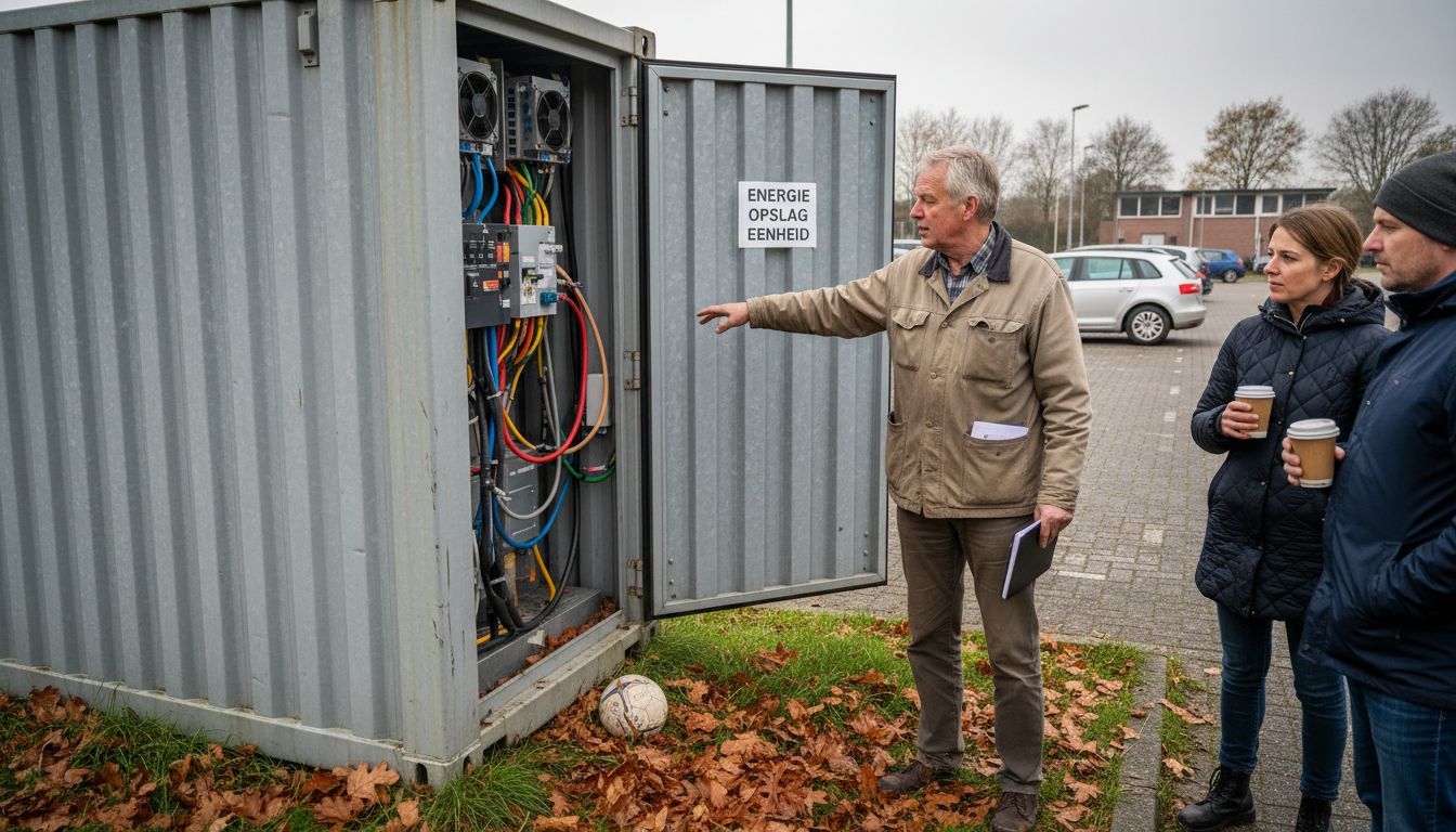 Buurtbewoners gaan in gesprek over mogelijkheden voor batterijopslag in de wijk.