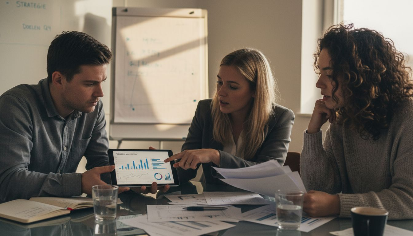 Het marketingteam zit samen om de resultaten en prestaties van hun campagnes te bespreken.