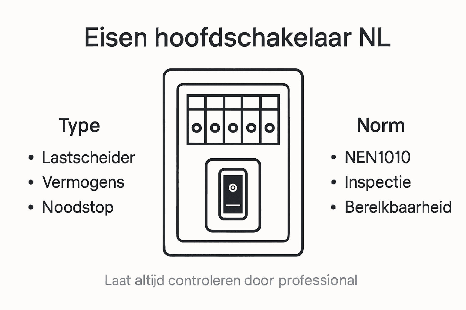 Overzicht: waar moet een hoofdschakelaar in Nederland aan voldoen?