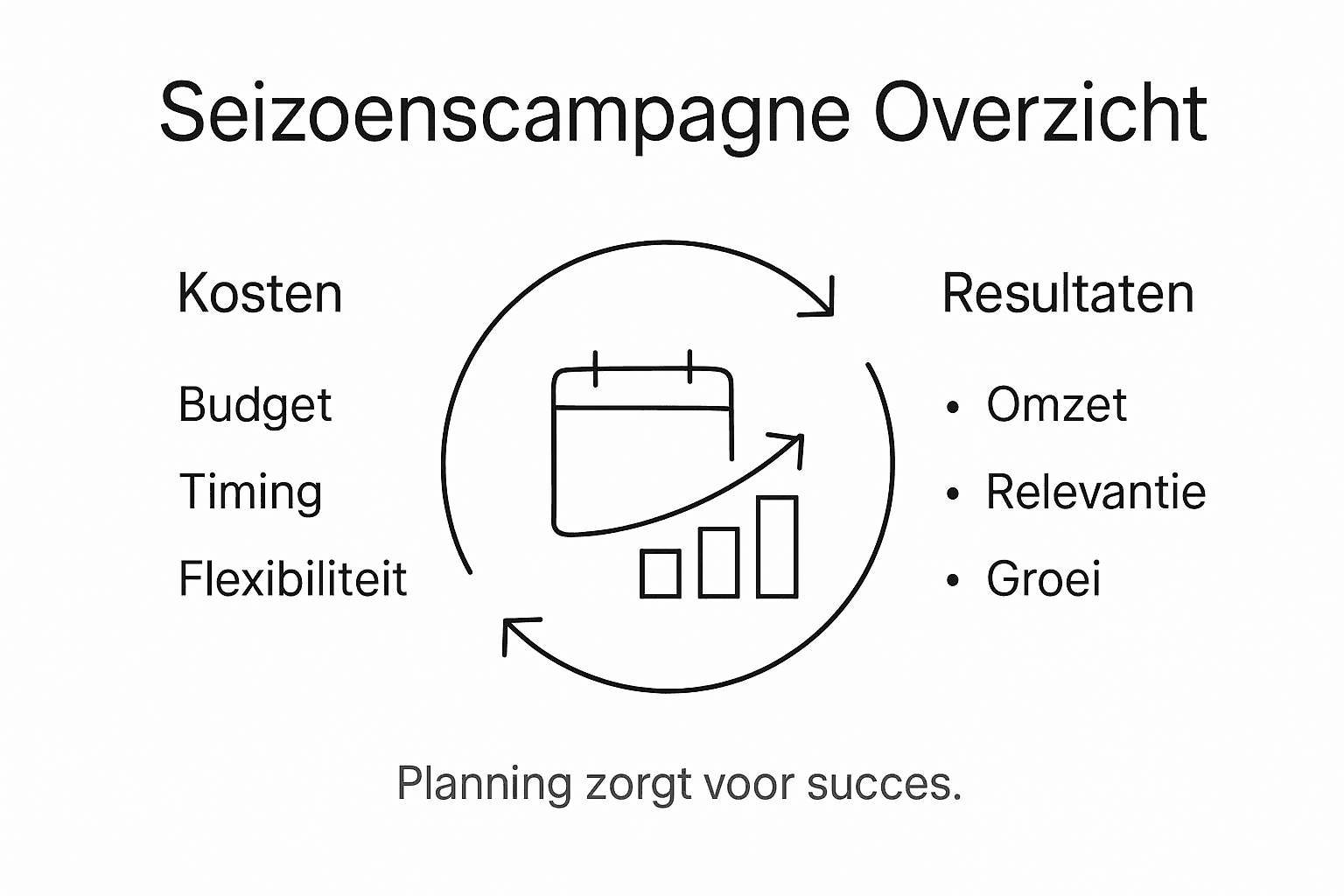 Visuele weergave van de belangrijkste Google Ads-campagnes per seizoen