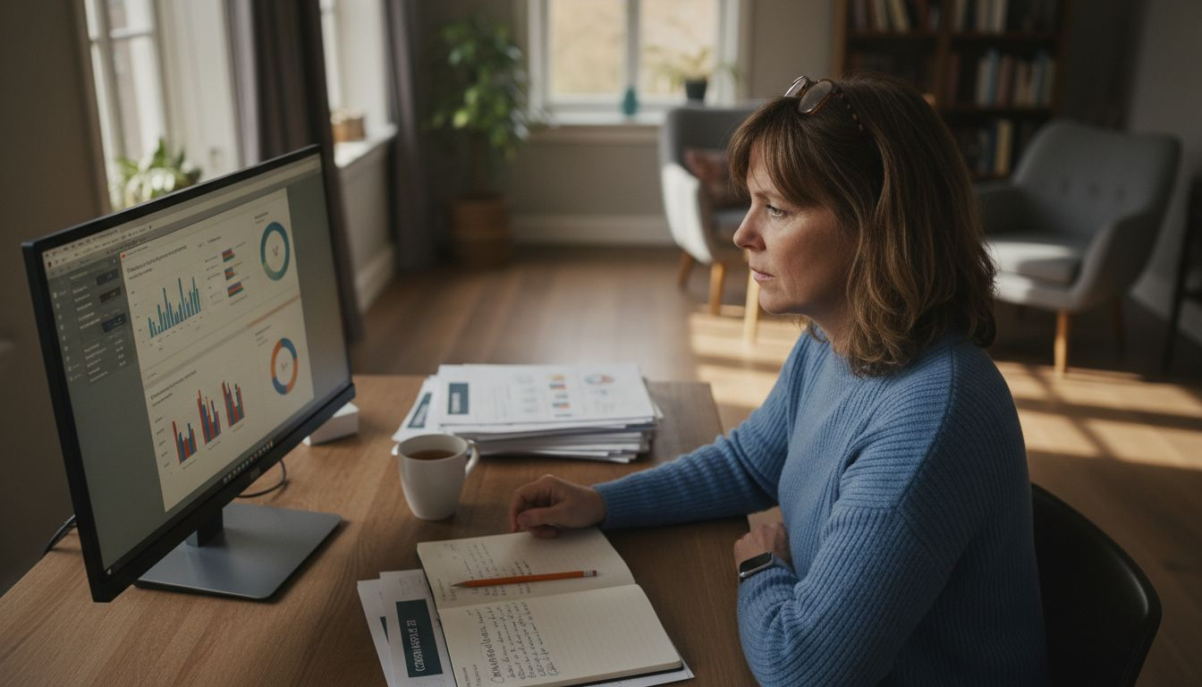 Vrouw bekijkt en beoordeelt de resultaten van haar Google Ads-campagne