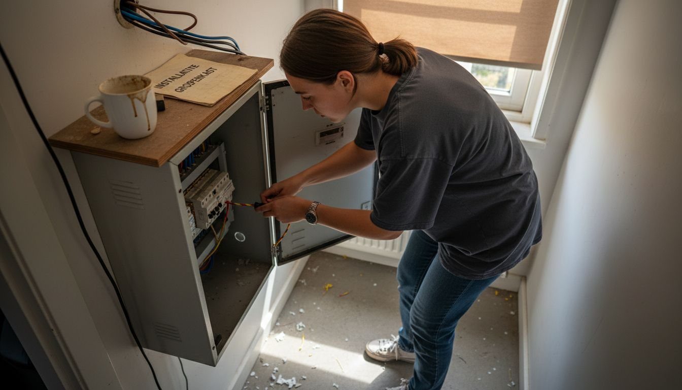 Vrouw legt zelf een nieuwe groepenkast aan in de bijkeuken