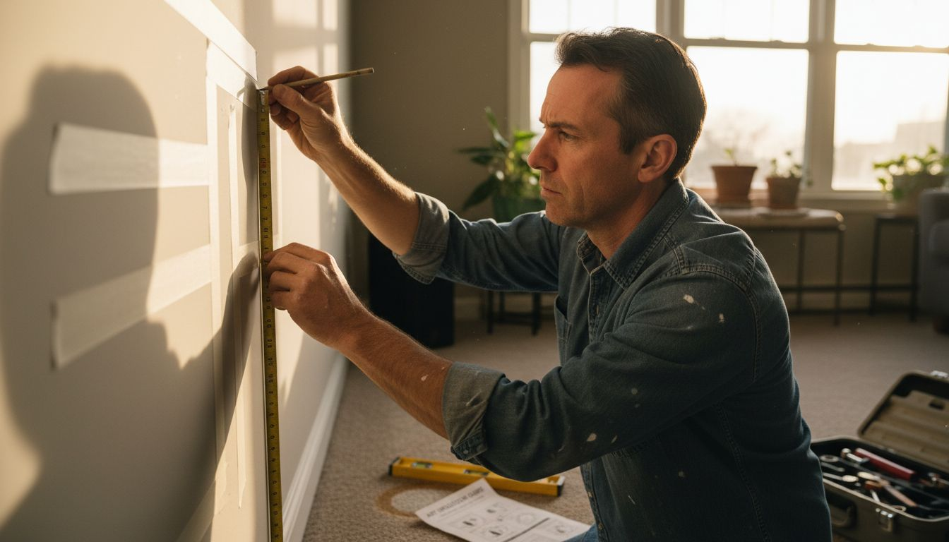 Man die muurruimte meet voor kunstwerken