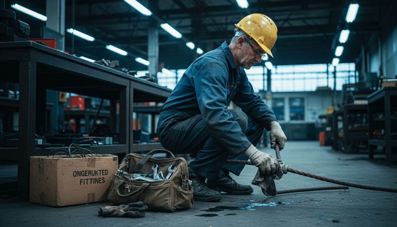Een elektricien is verantwoordelijk voor het periodiek onderhoud aan installaties in de fabriek.