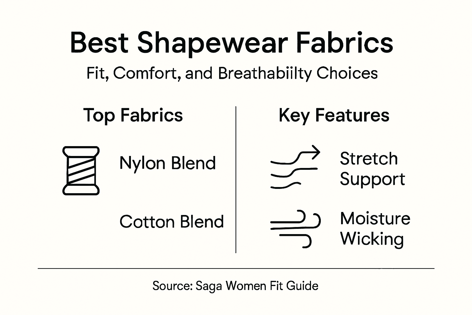 Infographic comparing shapewear fabric options