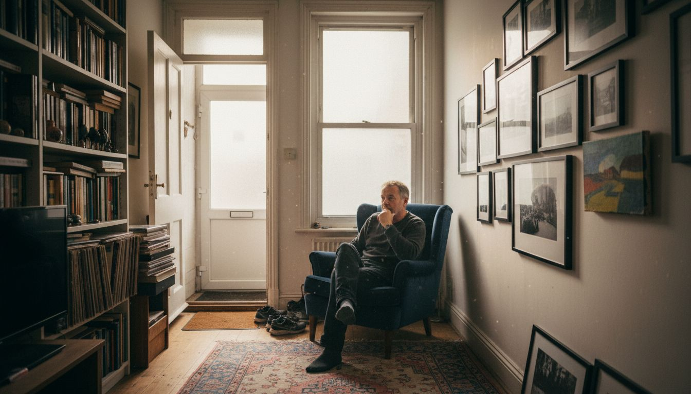 Man experiencing wall art room transformation