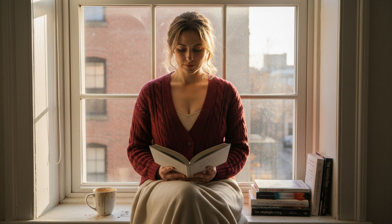 Woman in shaper shows improved posture while reading