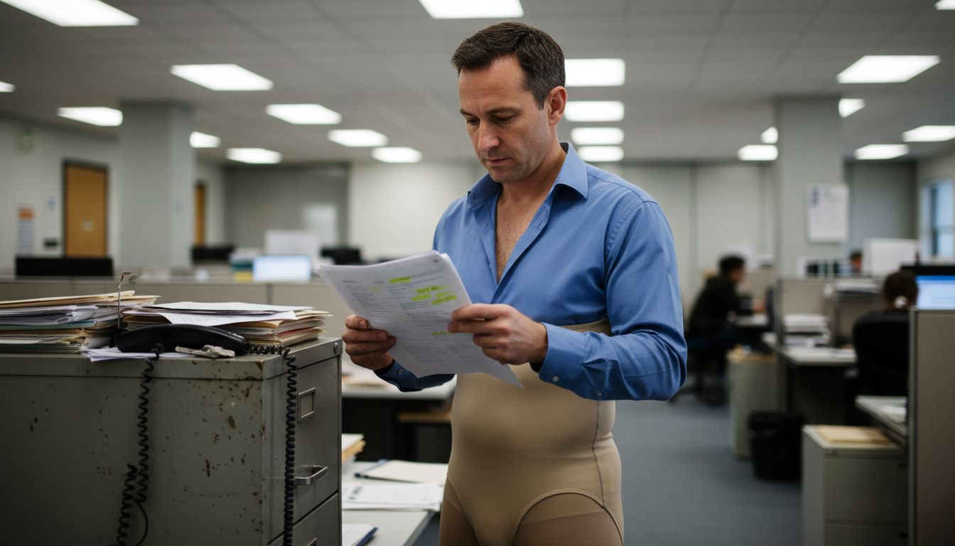 Back support bodysuit under office clothes