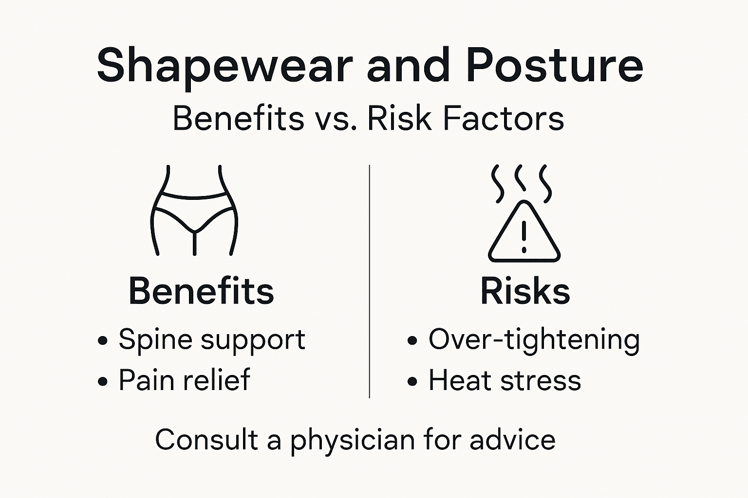 Infographic comparing shapewear benefits and risks