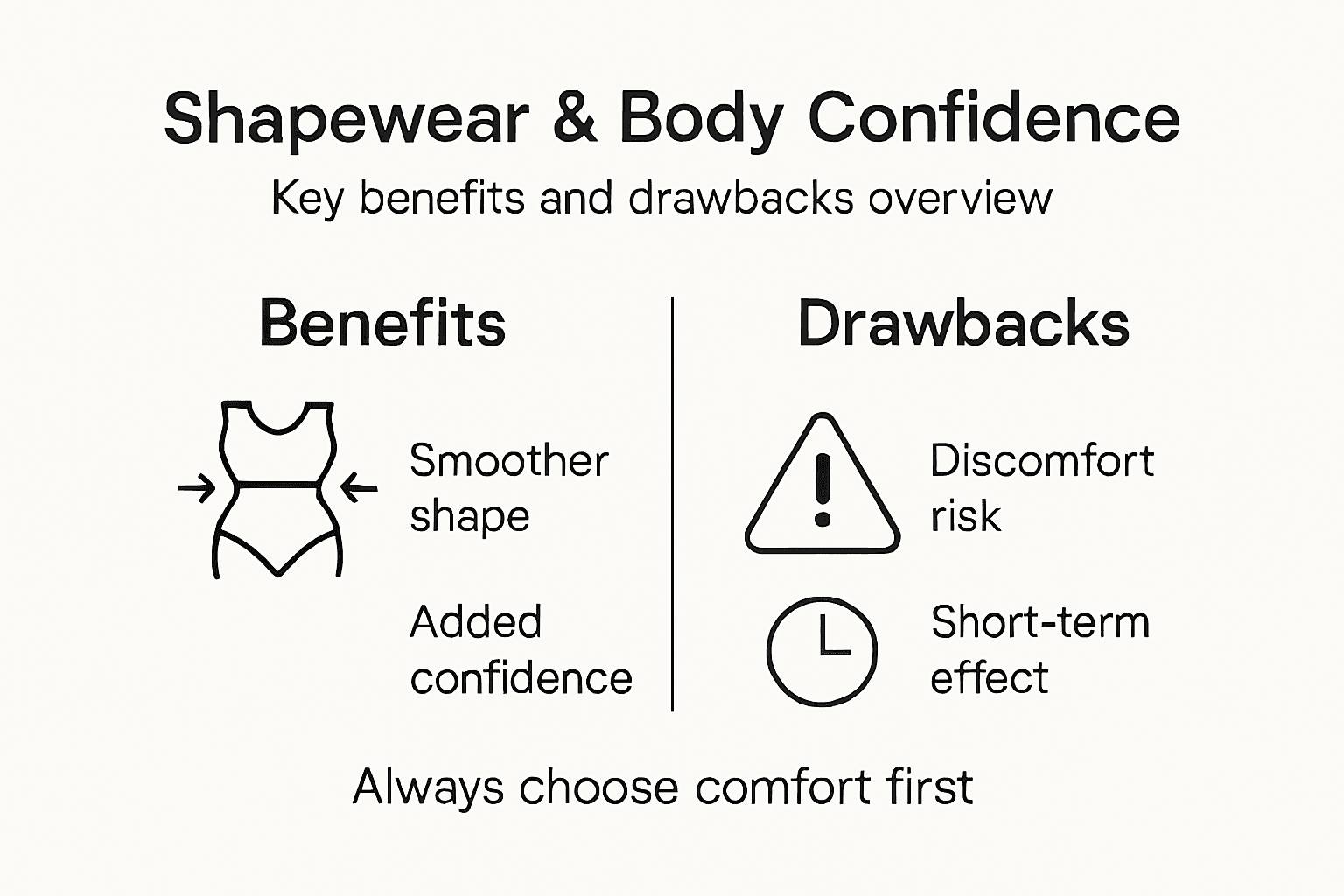 Infographic showing shapewear benefits and drawbacks