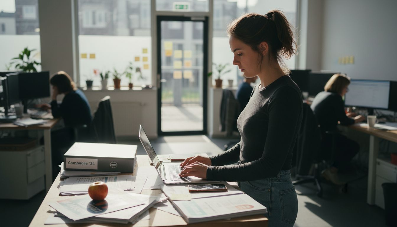 Vrouw analyseert verschillende varianten van een Google Ads-campagne