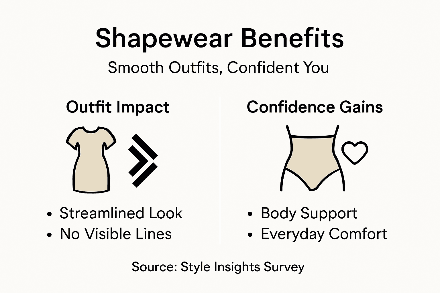 Infographic showing shapewear benefits for outfits
