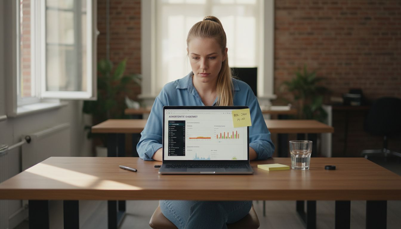 Een vrouw analyseert het dashboard met advertenties die zijn aangestuurd door machine learning.