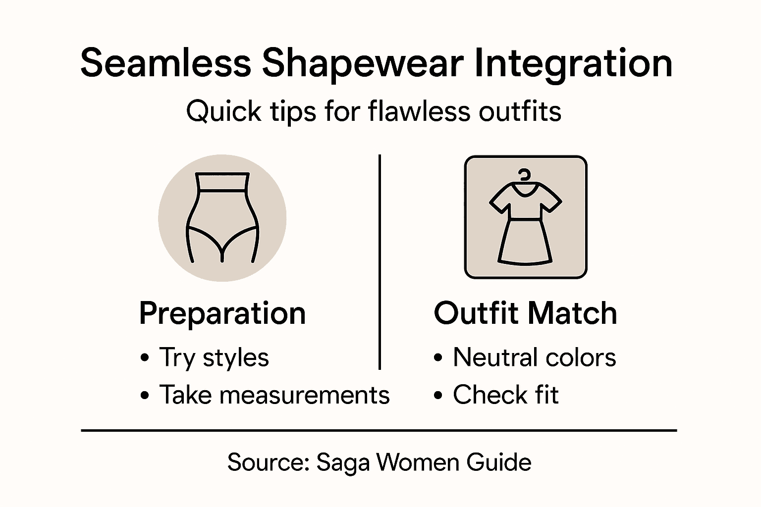 Infographic showing shapewear outfit integration tips