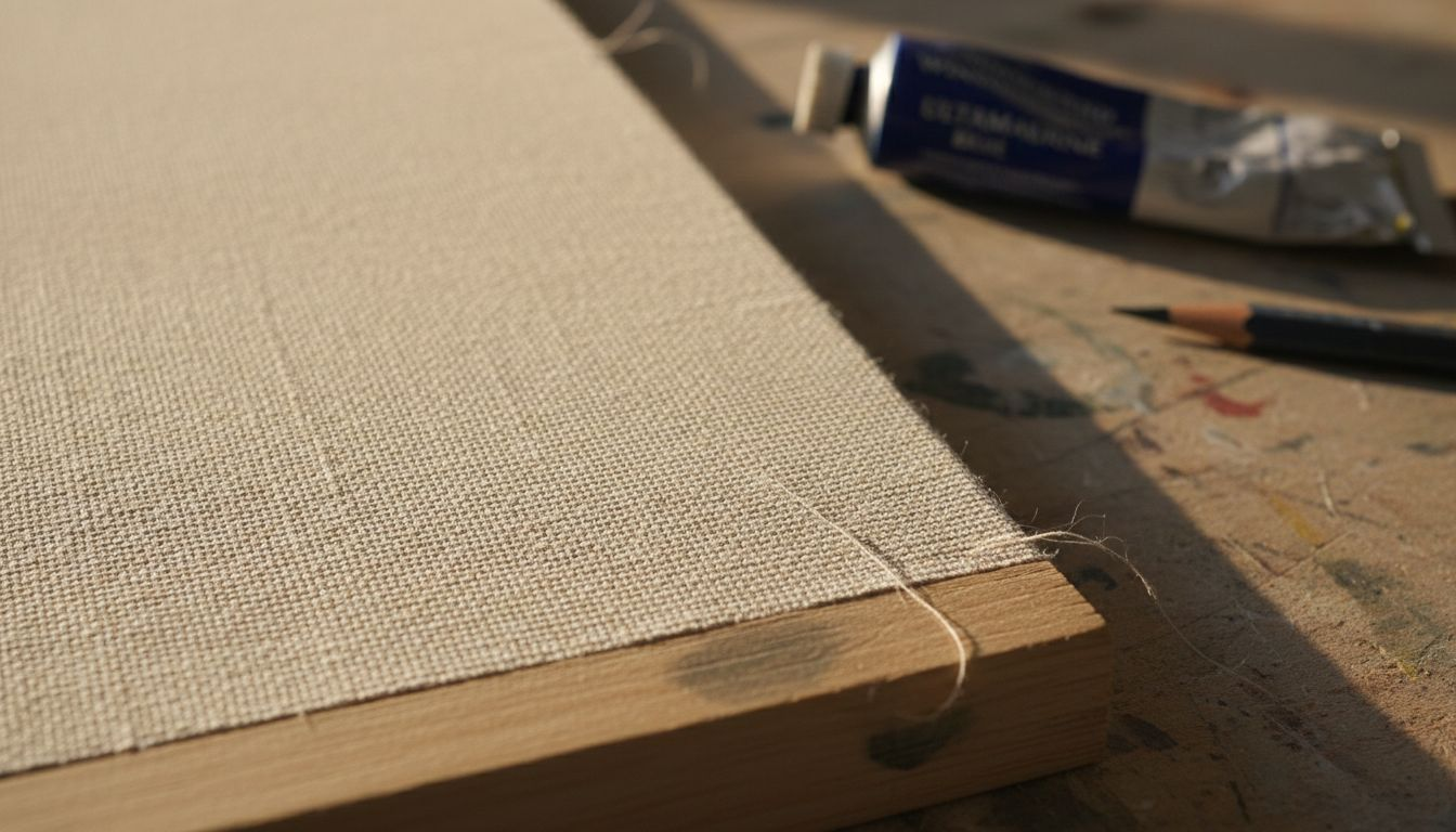 Linen canvas fine weave closeup