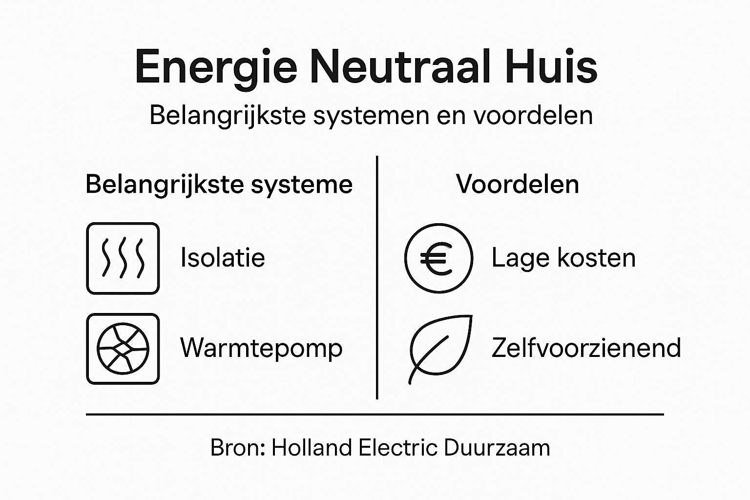 Infographic: systemen voor een energieneutraal huis en hun voordelen
