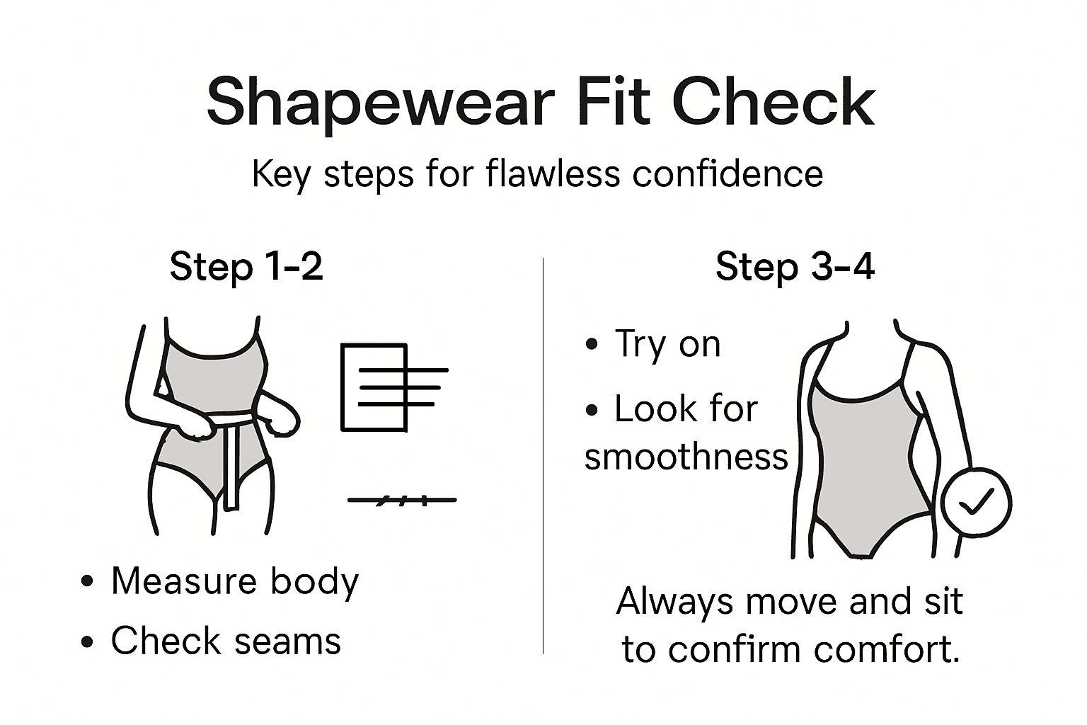 Infographic checklist for checking shapewear fit