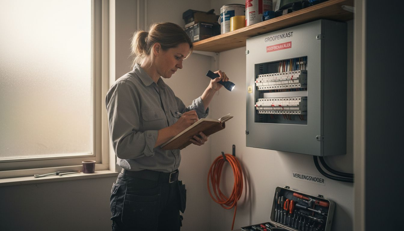 Een energieadviseur neemt de elektrische installatie grondig onder de loep.