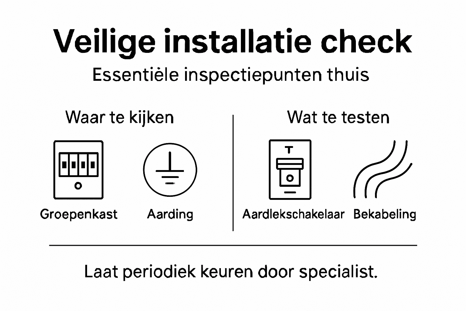 Infographic: Overzicht van de inspectiegebieden binnen de elektrische installatie