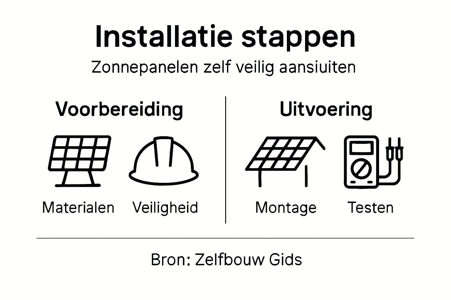 Visueel stappenplan voor het plaatsen van zonnepanelen