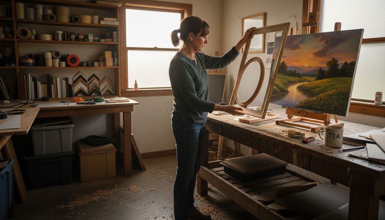 Framer comparing frames for artwork