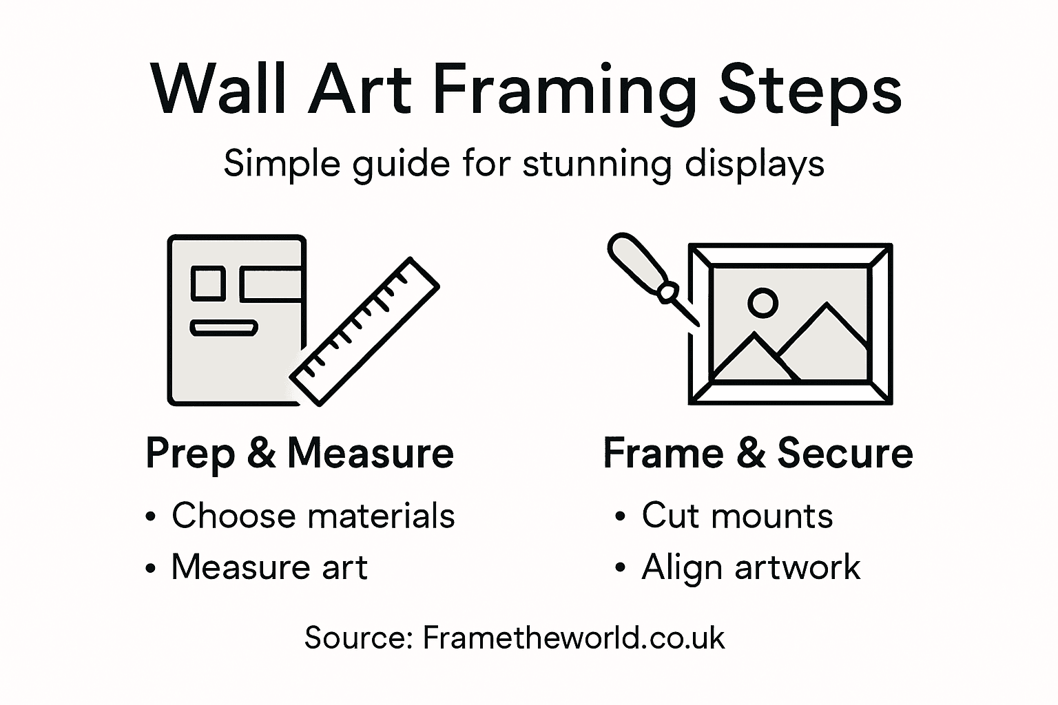 Infographic showing key wall art framing steps